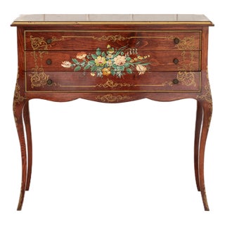 Small Louis XV Style Brown Painted Wood Chest of Drawers, 1960s For Sale