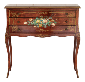 Small Louis XV Style Brown Painted Wood Chest of Drawers, 1960s