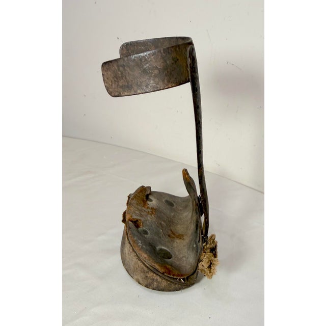 Brown Rare Antique Early 19th Century \ Wrought Iron Wood Childs Leg Foot Brace Cast For Sale - Image 8 of 13