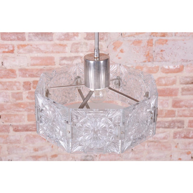 Mid-Century Czech Chrome Pendant Light attributed to Kamenický Šenov, 1950s For Sale - Image 9 of 13