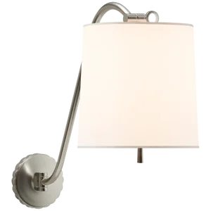 Barbara Barry for Visual Comfort Signature Understudy Sconce in Soft Silver with Silk Shade