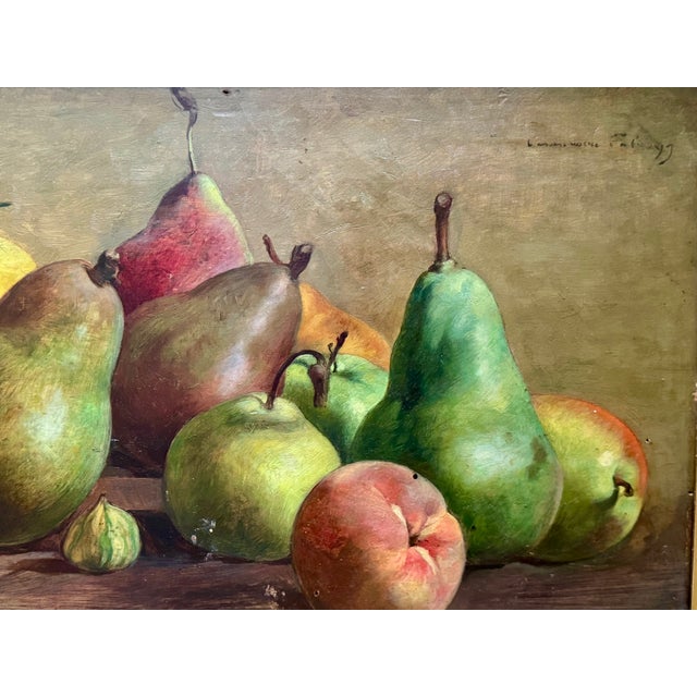 Still Life with Pears, Late 19th Century, Oil Painting For Sale - Image 9 of 12