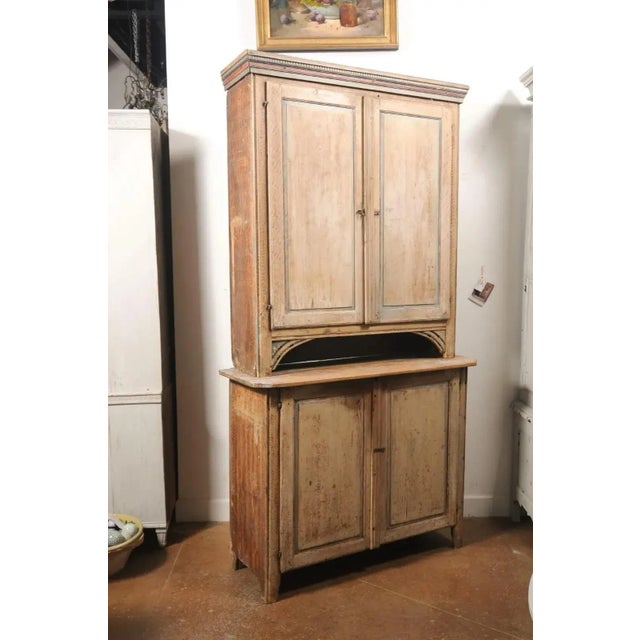 Swedish 1780s Gustavian Period Two-Part Tall Cabinet with Original Paint For Sale - Image 12 of 13