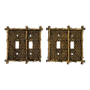 Mid Century Bamboo-Style Switch Plates - a Pair