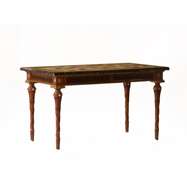 1990s 20th Century George III Style Side Table/Desk With Italian Marble/Semi-Precious Stone Specimen Chess Board Table Top For Sale - Image 5 of 13