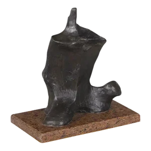 Vintage Bronze Abstract Sculpture after Henry Moore Mounted on Granite Plinth
