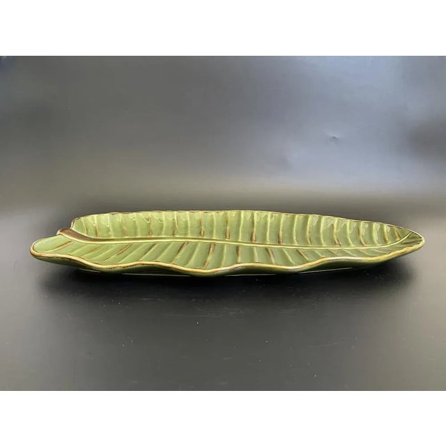 Contemporary Pottery Barn Banana Leaf Pillar Candle Tray For Sale - Image 3 of 9
