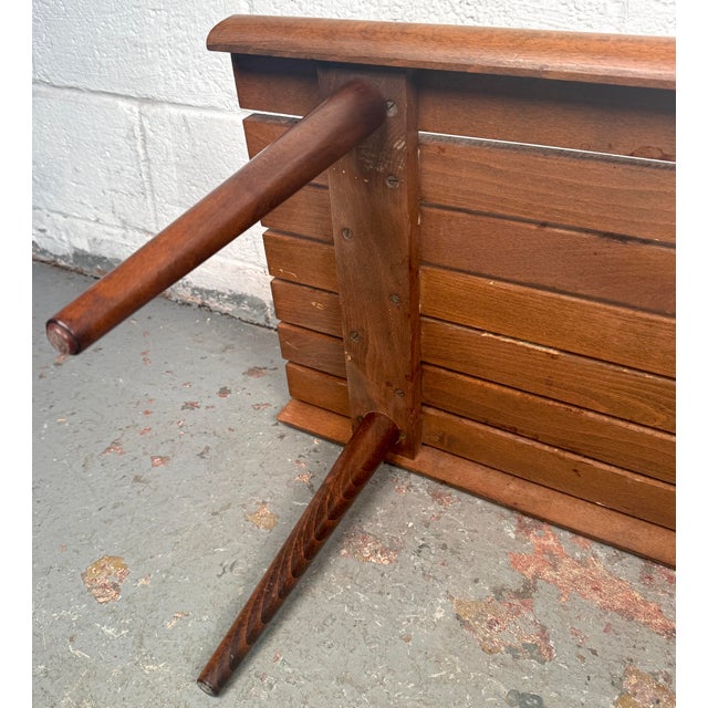 Lovely Mid-Century Modern Walnut Slat Bench For Sale - Image 12 of 16
