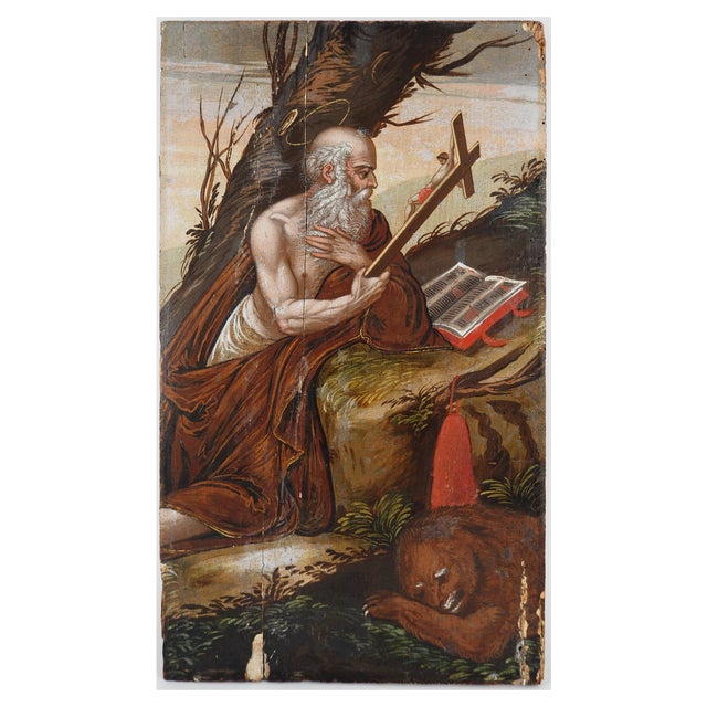 Venetian School Artist, Saint Jerome, 1620, Oil on Panel For Sale