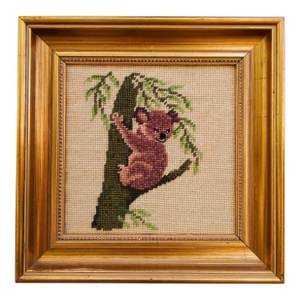1970s Framed Koala Bear Needlepoint