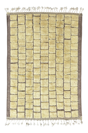 Moroccan Wool Rug in Yellow and Taupe, 1990