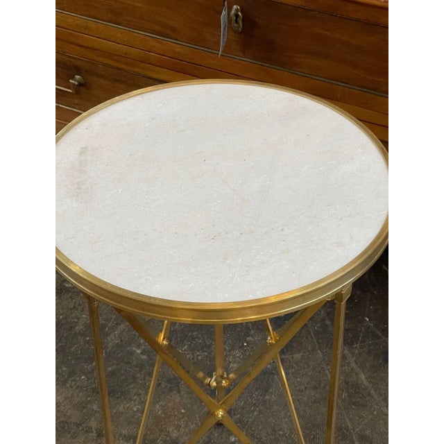 Traditional French Directoire Style Gilt Bronze and Marble Side Tables - a Pair For Sale - Image 3 of 8