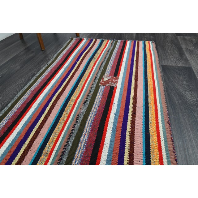 Vintage Turkish Oushak Handmade Wool Cotton Orange Runner Rug For Sale In San Francisco - Image 6 of 11