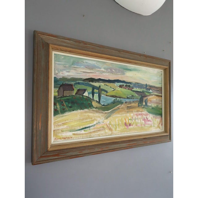 Mid-Century Modern Mid Century Modern 'View Over the Valley' Vintage Original Landscape Oil Painting, Framed For Sale - Image 3 of 11