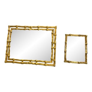 Vintage Faux Bamboo Metal Picture Frames - Set of 2 For Sale