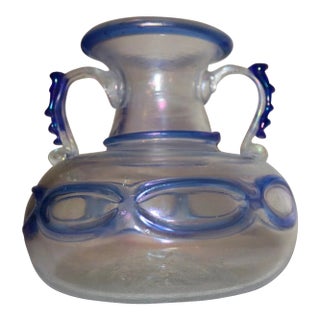 Vintage Hand Blown Murano Italian Iridescent Corroso-Scavo Glass Vase Italy For Sale