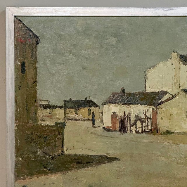 Textile Mid Century Israeli Village Landscape Oil Painting by Ori Reisman (1924–1991) For Sale - Image 7 of 18