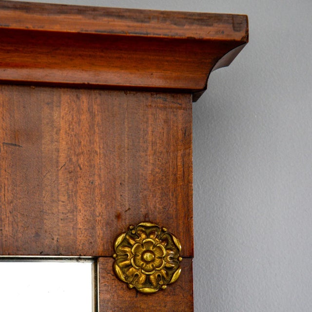 Wood 19th Century Empire Style Ormolu and Mahogany Framed Wall Mirror For Sale - Image 7 of 10