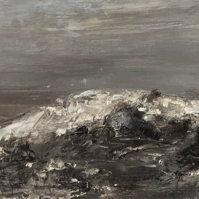 Mid Century Oil on Canvas by Francine Kerckx (1921-?) 'Stormy Seascape With Rocky Coast' For Sale - Image 14 of 17
