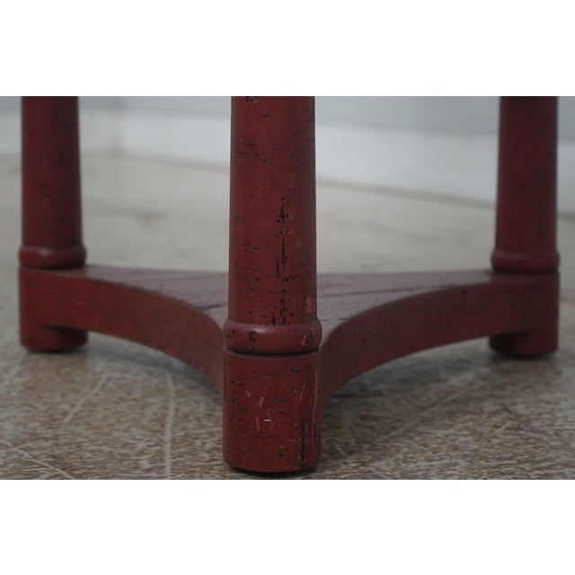 1970s Round Red Painted Primitive Side Table For Sale - Image 5 of 12