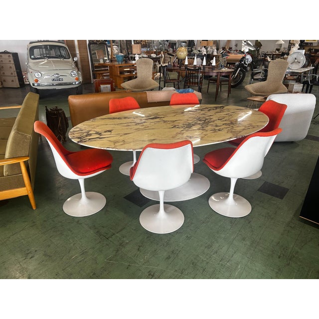 Textile Swivel Chairs attributed to Eero Saarinen for Knoll Inc. / Knoll International, 1970s, Set of 6 For Sale - Image 7 of 8