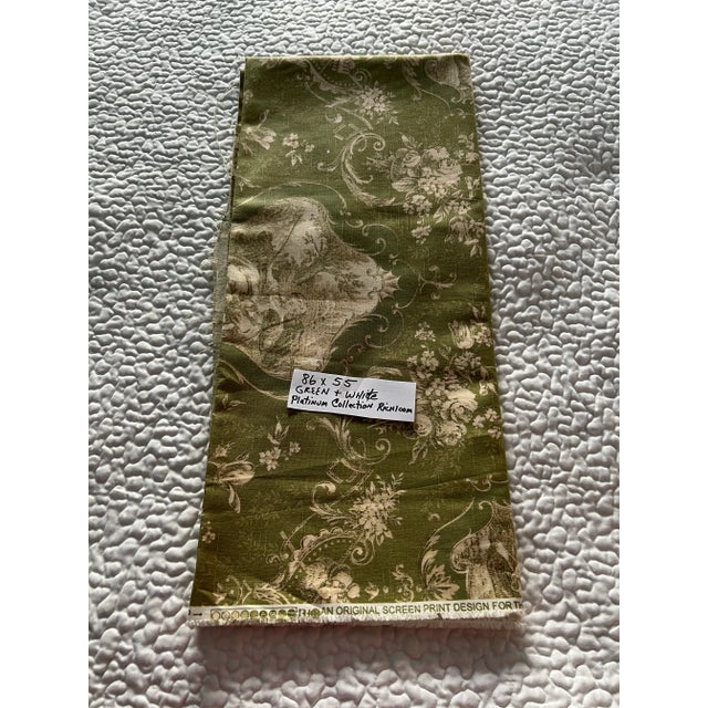Traditional Platinum Collection Richloom Medium Weight Woven Cotton Upholstery Fabric Toile Design Green Cream For Sale - Image 3 of 5