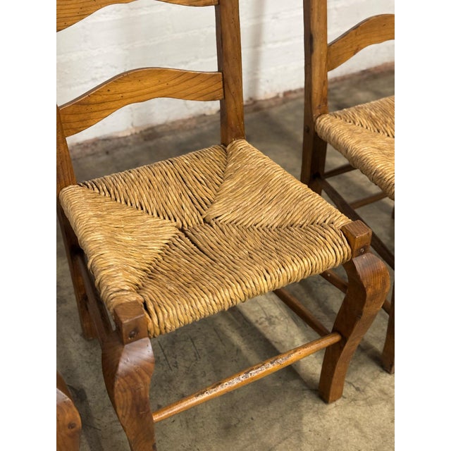 Rustic 1970s Rustic Chairs With Woven Seat- Set of 4 For Sale - Image 3 of 12