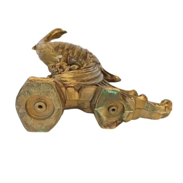 1960s Vintage Gold Peacock Pheasant Statute Figurine Hollywood Regency Mid-Century Modern 13" X 7" For Sale - Image 5 of 14