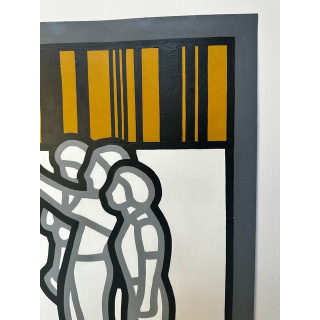 1980s 1980s Abstract Figurative Modern Albinet, Jean Paul "A0061302562" Acrylic Painting on Canvas For Sale - Image 5 of 8