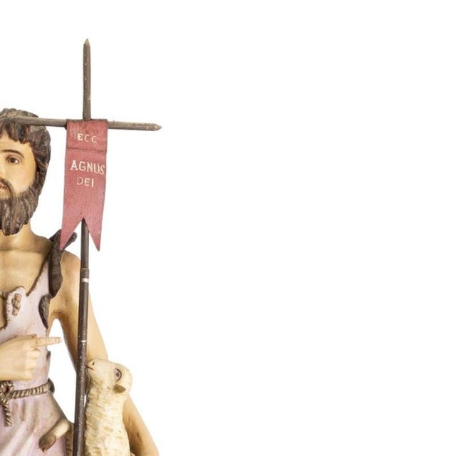 Religious Artist, Saint John the Baptist, 19th Century, Wood Sculpture For Sale - Image 4 of 6