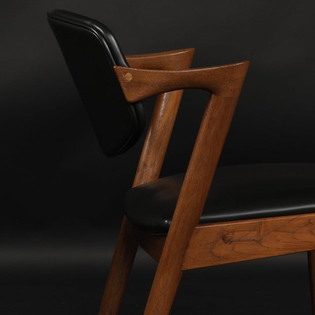 Wood Set of 6 Kai Kristiansen Model 42 Solid Teak "Z" Armchairs 1960s Vintage For Sale - Image 7 of 16