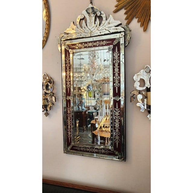 Early 20th Century Early 20th Century Venetian Red Border Mirror For Sale - Image 5 of 10