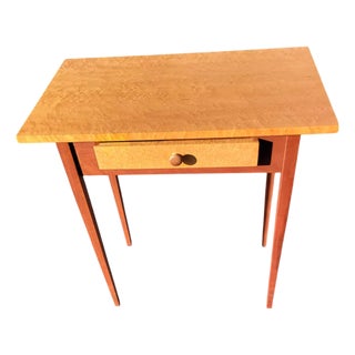 Vintage 1970s Birdseye Maple Shaker Style Hall Table W/ Drawer – Solid Wood For Sale