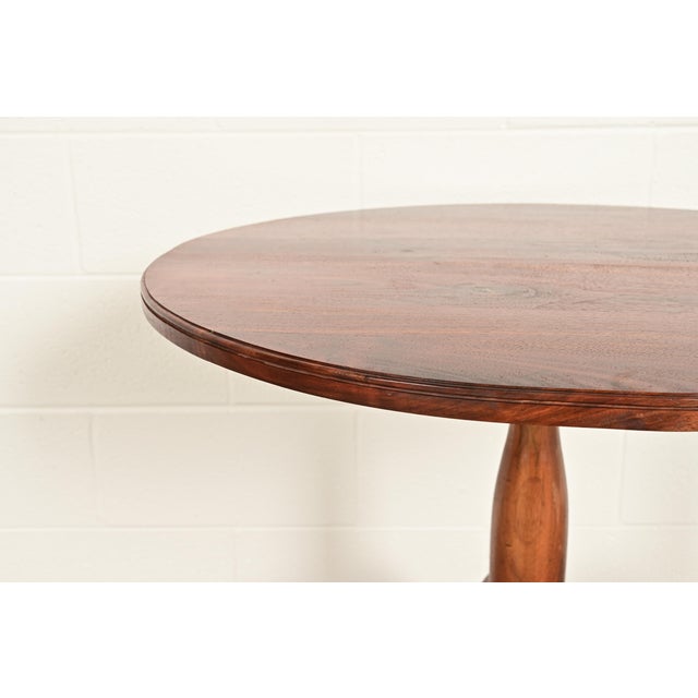 Early American Bench Made Sculpted Solid Walnut Pedestal Tea Table or Side Table For Sale In South Bend - Image 6 of 10