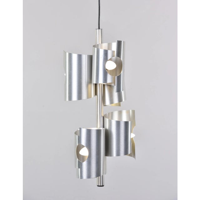 Mid-Century Modern Mid Century Italian Aluminum 6 Light Fixture For Sale - Image 3 of 13