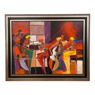 Large Contemporary Hand Embellished Color Giclee on Canvas Signed Fabrice For Sale