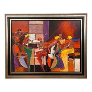 Large Contemporary Hand Embellished Color Giclee on Canvas Signed Fabrice