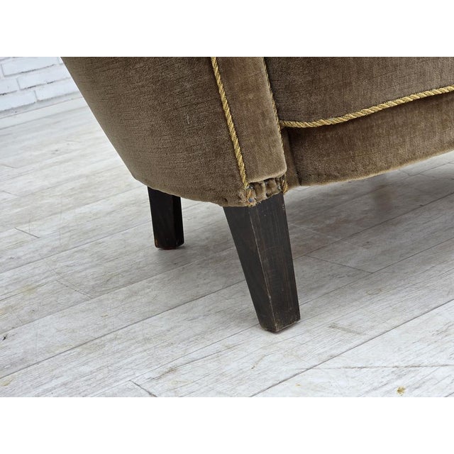 Mid-Century Modern Danish Armchair in Green Furniture Velour, 1960s For Sale - Image 3 of 18