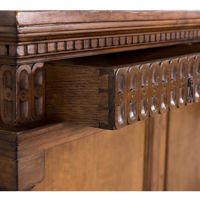 Wood 19th Century Spanish Renaissance Style Carved Walnut Wall Console With Three Drawers For Sale - Image 7 of 12