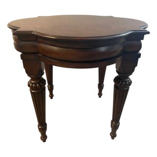 Ethan Allen Mediterranean Style Large Marquetry Accent Side or End Table For Sale