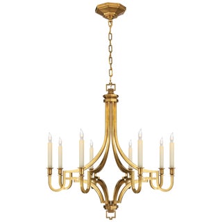 Chapman & Myers for Visual Comfort Signature Mykonos Medium Chandelier in Antique-Burnished Brass For Sale