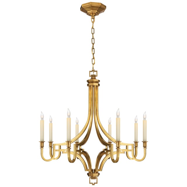 Chapman & Myers for Visual Comfort Signature Mykonos Medium Chandelier in Antique-Burnished Brass For Sale