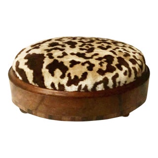 19th Century Continental Leopard Print Stool For Sale