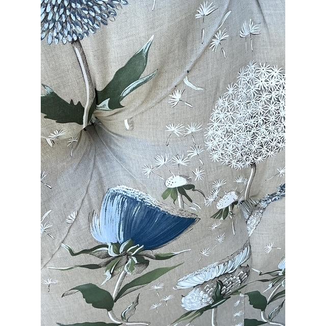 Sand Vintage Printed Flower Upholstered Queen Headboard For Sale - Image 8 of 12