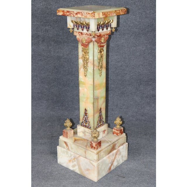 19th C French Onyx and French Empire Champleve Pedestal For Sale - Image 10 of 10