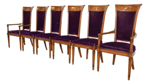 John Stuart French Regency Louis XVI Cherry Wood High Back Dining Chairs, Set of Six