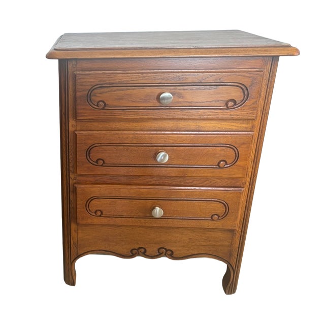 Louis XV Bedside Table in Oak Carved Moldings, 1890s For Sale