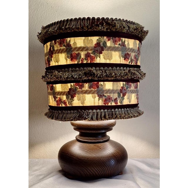 Vintage Table Lamp with Brown Oak Base by Lamplove, 1980s For Sale - Image 3 of 9
