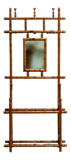 Coat Rack with Mirror and Umbrella Stand in Faux Bamboo, 1950s