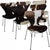 Set of four Arne Jacobsen Seven chairs upholstered in cow hide. The chairs are originally from around the 2000s, but was...
